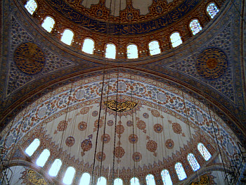 Inside the domes of the Blue Mosque